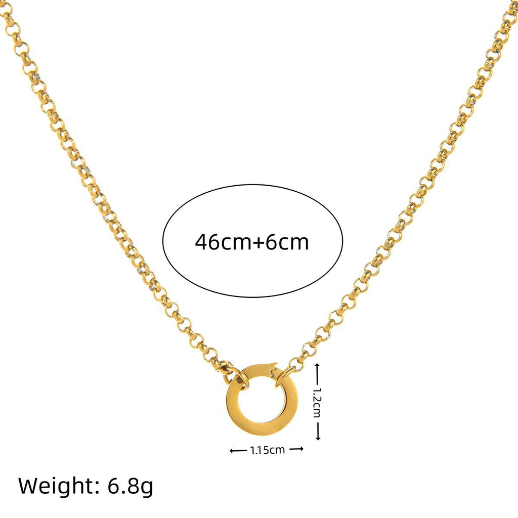 Sizing diagram for a fine Animal Forest necklace chain with a round connector.