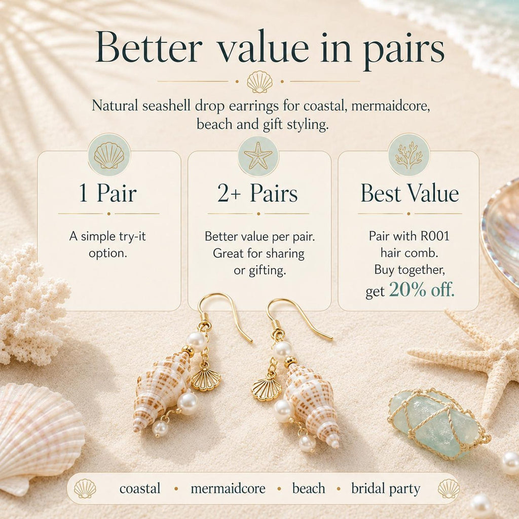 Comparison card explaining single-pair and multi-pair shell-earring options.