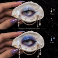 Methyst Haze oyster eye shown in warm pale-lilac and cold blue-violet makeup states.
