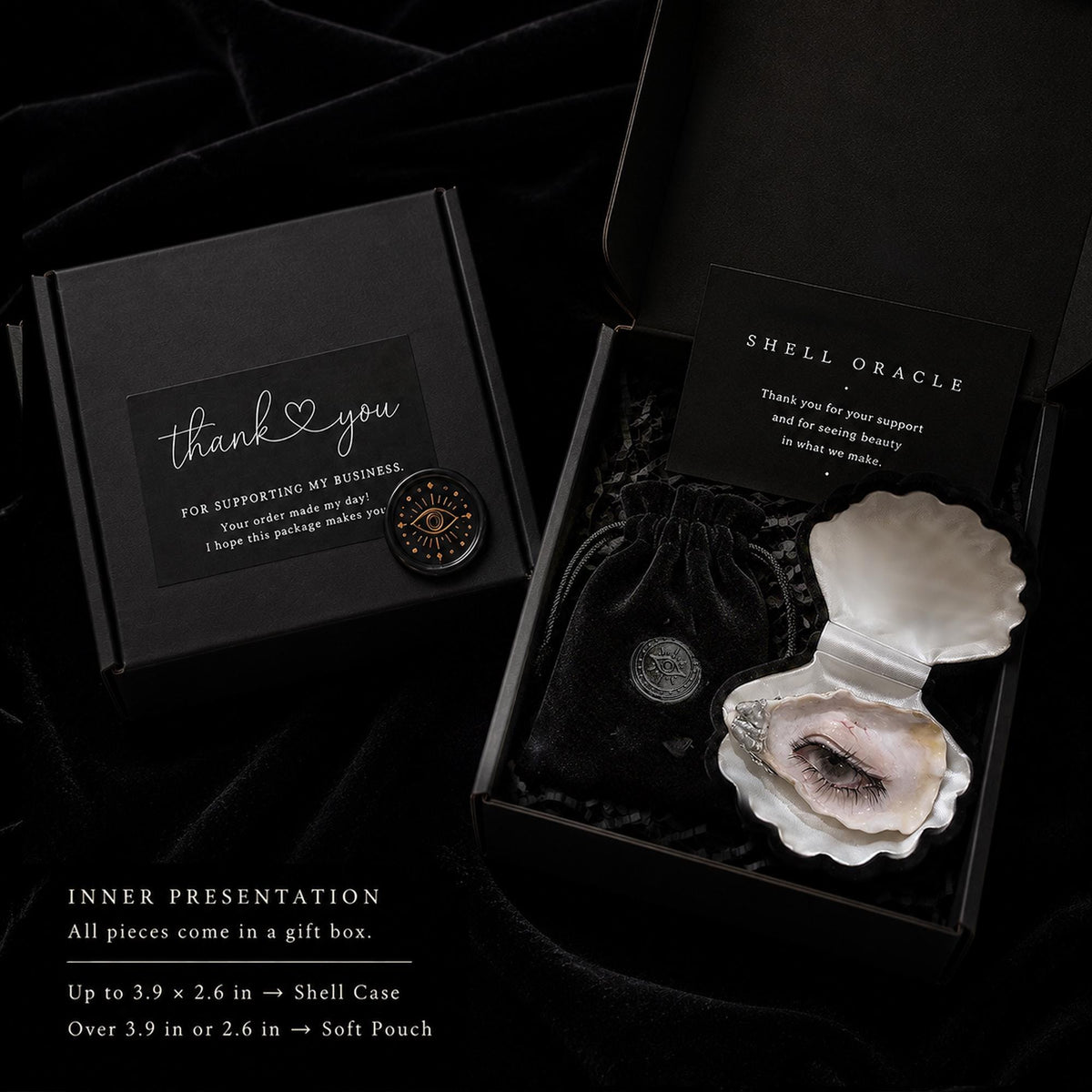 Shell Oracle packaging reference with a presentation box and example artwork.